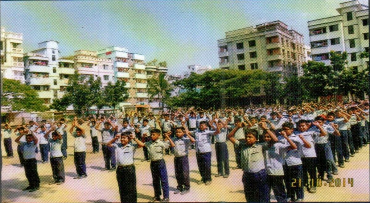 Morning drill on the school ground